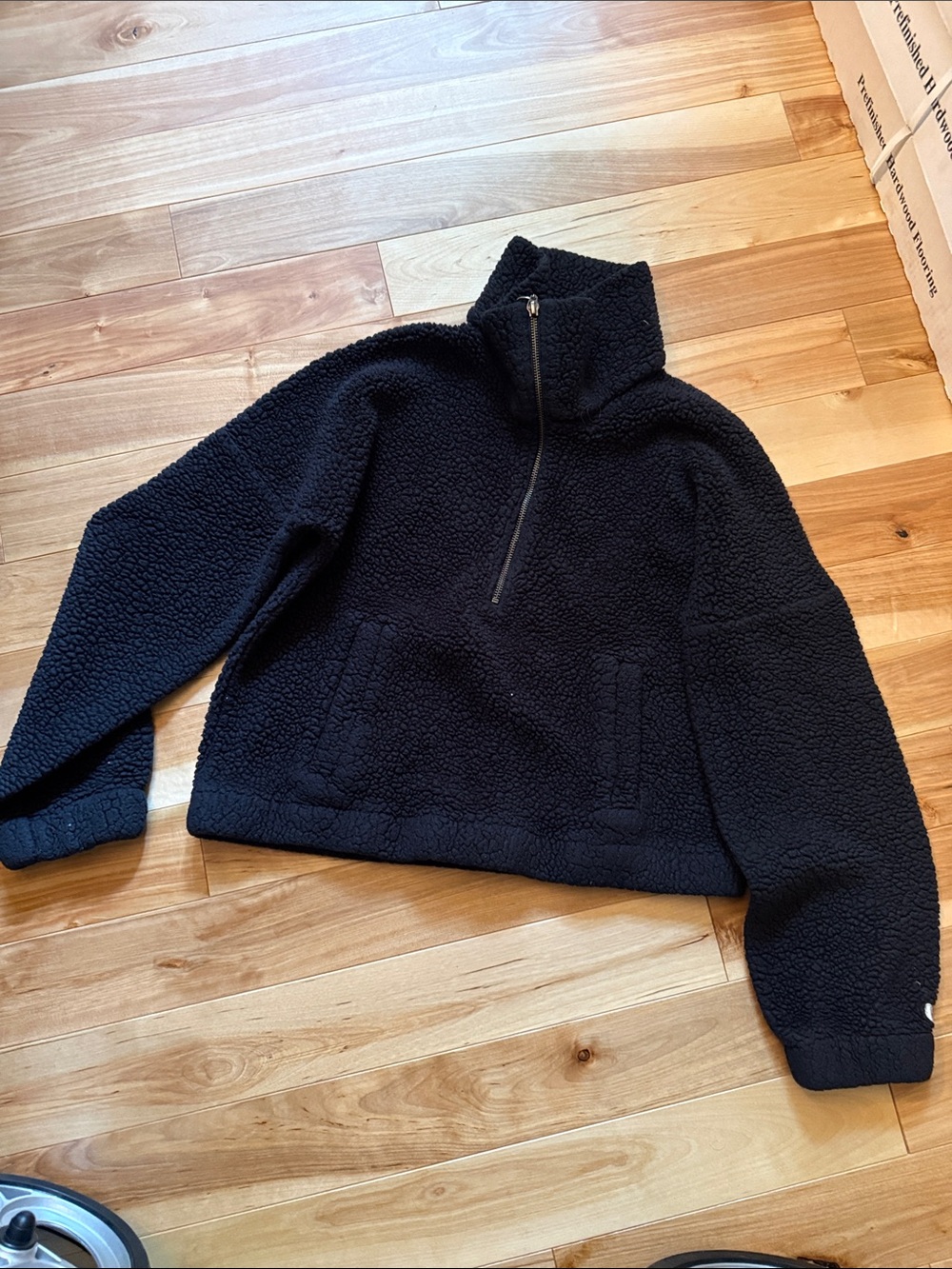 Abercrombie Black Sherpa Half-Zip Pullover Sweater
